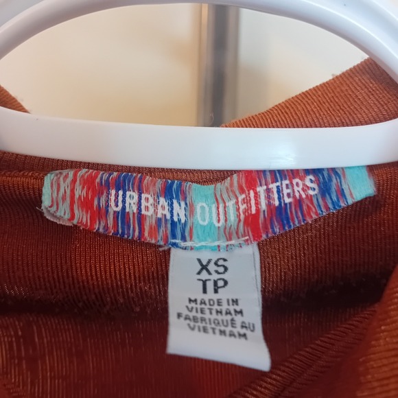 Urban Outfitters Rust Orange‎ Ribbed Mini Dress Bodycon Keyhole Short Sleeve XS - Picture 14 of 16